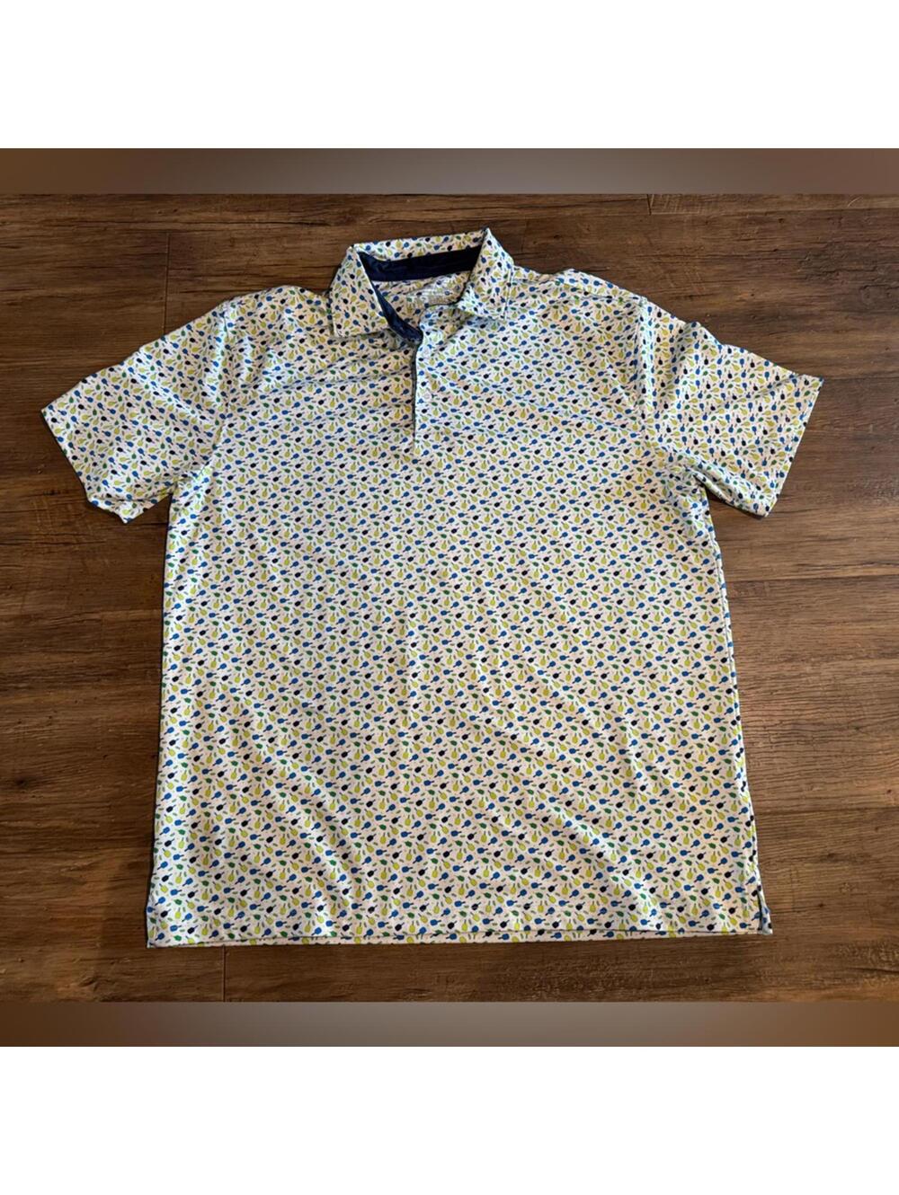 Barstool Sports Polo Golf Shirt Short Sleeve Pickleball Lime Green Blue Sz L